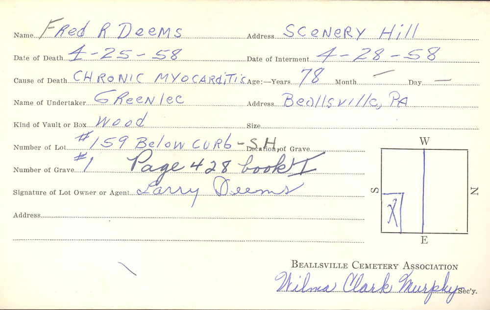 burial card